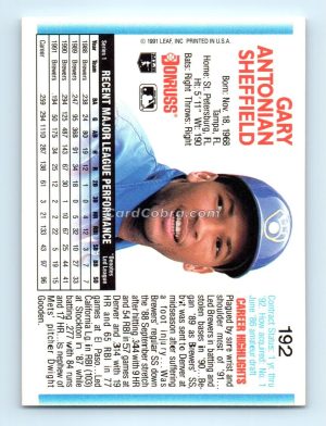 1992 Donruss #192 Gary Sheffield Milwaukee Brewers