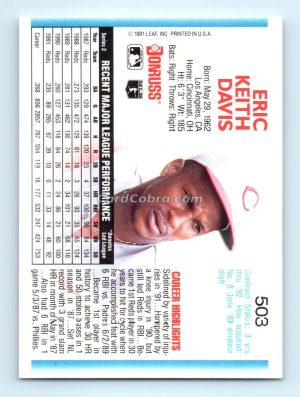 1992 Donruss #503 Eric Davis Cincinnati Reds