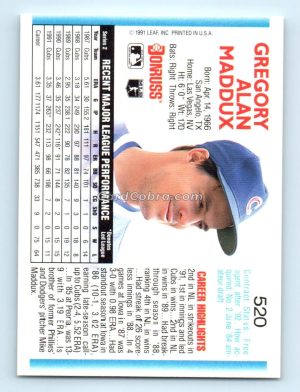 1992 Donruss #520 Greg Maddux Chicago Cubs