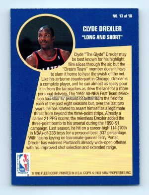 1992 Fleer Sharpshooters #13 Clyde Drexler Portland Trail Blazers