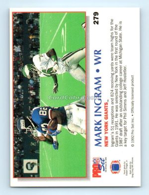 1992 Pro Set Power #279 Mark Ingram New York Giants