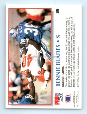 1992 Pro Set Power #36 Bennie Blades Detroit Lions