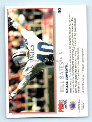 1992 Pro Set Power #40 Bill Bates Dallas Cowboys