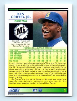 1992 Score #1 Ken Griffey Jr. Seattle Mariners