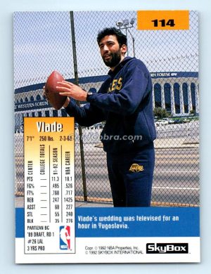 1992 SkyBox #114 Vlade Divac Los Angeles Lakers