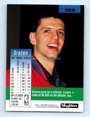 1992 SkyBox #159 Drazen Petrovic New Jersey Nets