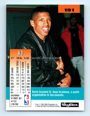 1992 SkyBox #191 Kevin Johnson Phoenix Suns