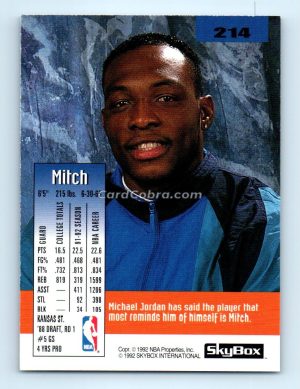 1992 SkyBox #214 Mitch Richmond Sacramento Kings