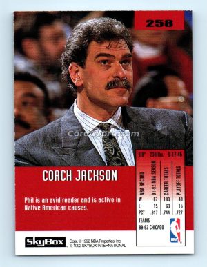 1992 SkyBox #258 Phil Jackson Chicago Bulls