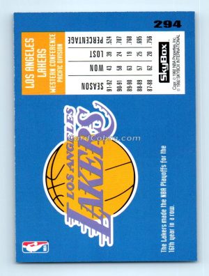 1992 SkyBox #294 Vlade Divac Los Angeles Lakers