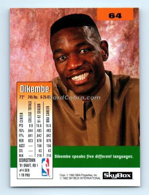 1992 SkyBox #64 Dikembe Mutombo Denver Nuggets