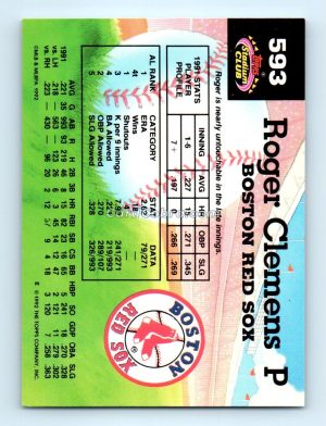 1992 Stadium Club Members Only #593 Roger Clemens Boston Red Sox