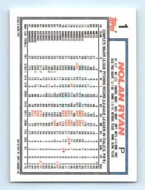 1992 Topps #1 Nolan Ryan Texas Rangers