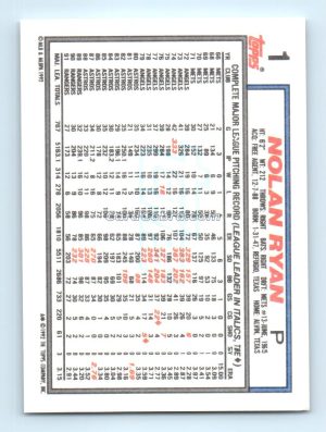 1992 Topps #1 Nolan Ryan Texas Rangers