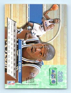 1992 Ultra #328 Shaquille O'Neal Orlando Magic Rookie Card