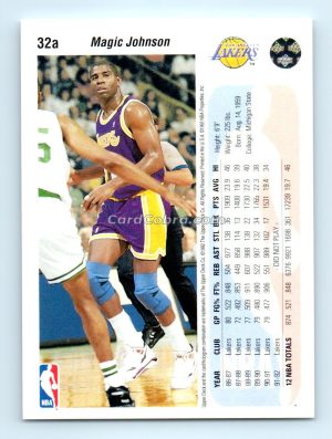 1992 Upper Deck #32A Magic Johnson Los Angeles Lakers