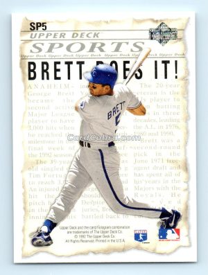 1992 Upper Deck #SP5 Robin Yount/George Brett Milwaukee Brewers/Kansas City Royals