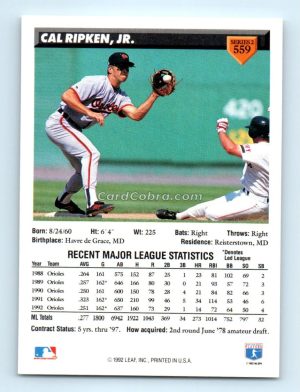 1993 Donruss #559 Cal Ripken Jr. Baltimore Orioles