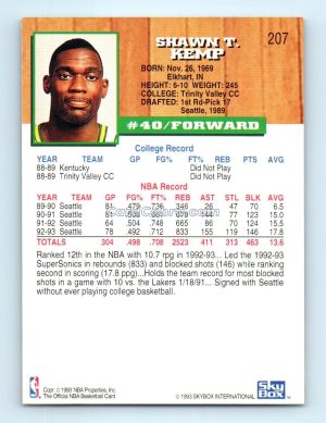 1993 Hoops #207 Shawn Kemp Seattle SuperSonics