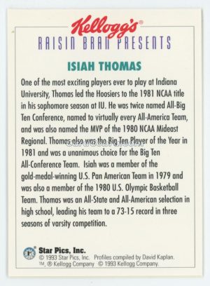 1993 Kellogg's College Greats Postercards #NNO Isiah Thomas Indiana Hoosiers