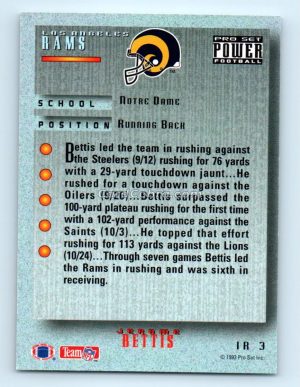 1993 Pro Set Power Update Impact Rookies #IR3 Jerome Bettis Los Angeles Rams Rookie Card