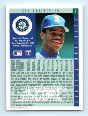 1993 Score #1 Ken Griffey Jr. Seattle Mariners