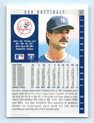 1993 Score #23 Don Mattingly New York Yankees