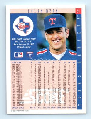 1993 Score #59 Nolan Ryan Texas Rangers