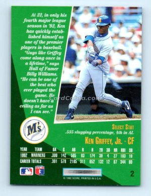 1993 Select #2 Ken Griffey Jr. Seattle Mariners