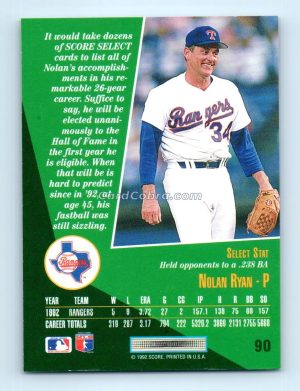 1993 Select #90 Nolan Ryan Texas Rangers