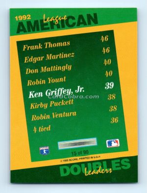 1993 Select Doubles Leaders #15 Ken Griffey Jr. Seattle Mariners