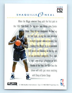 1993 SkyBox Center Stage #CS2 Shaquille O'Neal Orlando Magic