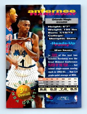 1993 Stadium Club #308 Anfernee Hardaway Orlando Magic Rookie Card