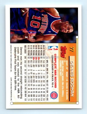 1993 Topps Gold #77 Dennis Rodman Detroit Pistons