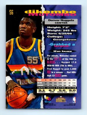 1993 Topps Stadium Club #56 Dikembe Mutombo Denver Nuggets