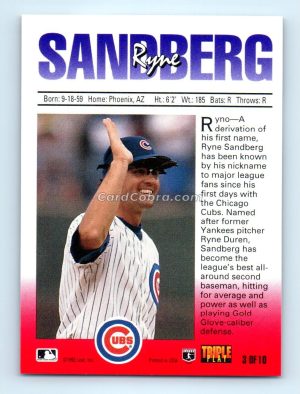 1993 Triple Play Nicknames #3 Ryne Sandberg Chicago Cubs