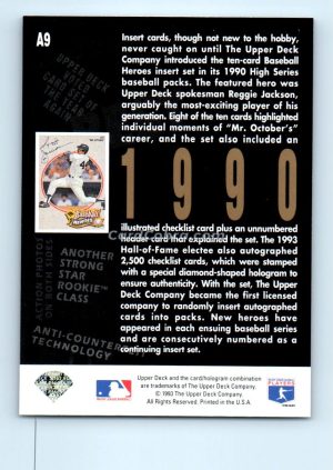 1993 Upper Deck 5th Anniversary #A9 Reggie Jackson New York Yankees