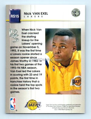 1993 Upper Deck Rookie Standouts #RS15 Nick Van Exel Los Angeles Lakers