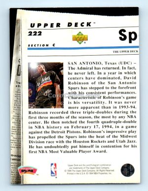 1993 Upper Deck Special Edition #222 David Robinson San Antonio Spurs