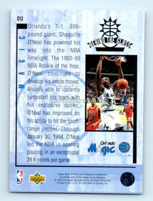 1993 Upper Deck Special Edition Behind the Glass #G13 Shaquille O'Neal Orlando Magic