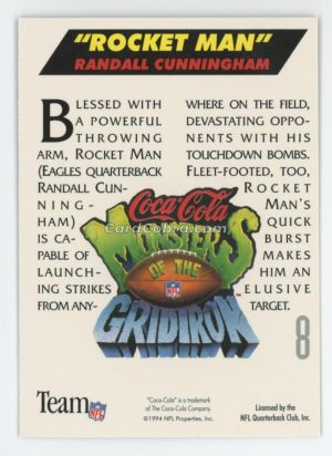 1994 Coca-Cola Monsters of the Gridiron UK #8 Randall Cunningham Philadelphia Eagles