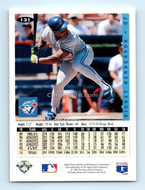 1994 Collector's Choice #131 Rickey Henderson Toronto Blue Jays