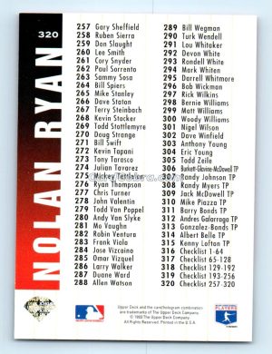 1994 Collectors Choice Silver Signature #320 Nolan Ryan Texas Rangers