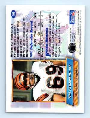 1994 Finest #100 Tim Krumrie Cincinnati Bengals