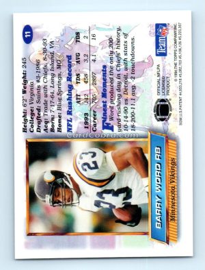 1994 Finest #11 Barry Word Minnesota Vikings