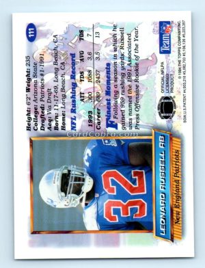 1994 Finest #111 Leonard Russell New England Patriots