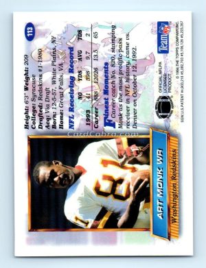 1994 Finest #113 Art Monk Washington Redskins