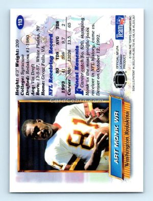 1994 Finest #113 Art Monk Washington Redskins