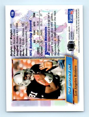 1994 Finest #116 Tim Brown Los Angeles Raiders