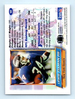 1994 Finest #127 Lewis Tillman New York Giants